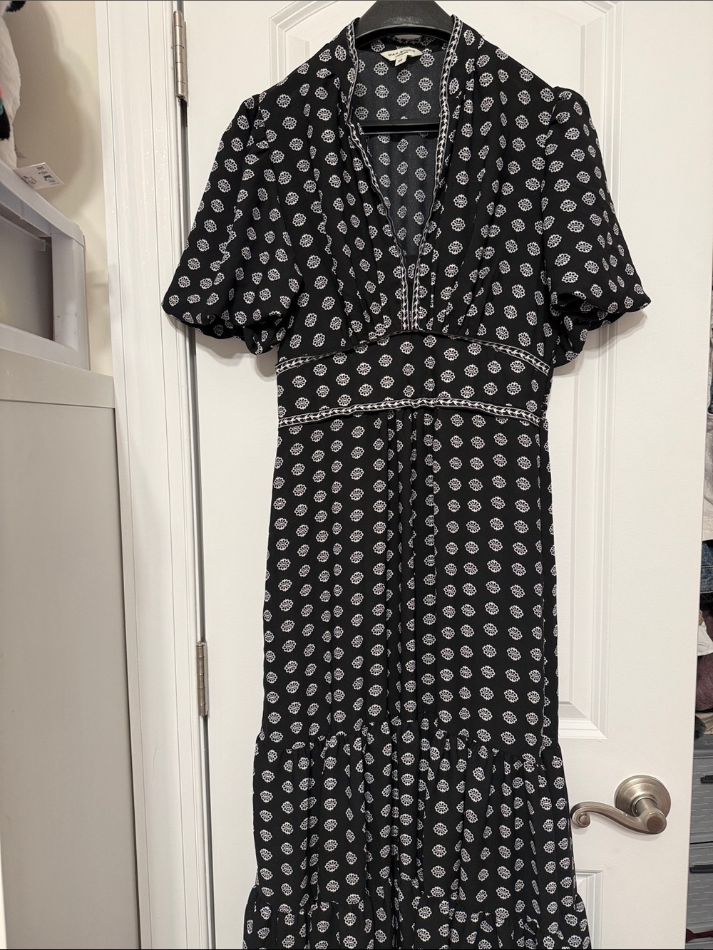 Max Studio Black Maxi Dress with White Dot Print